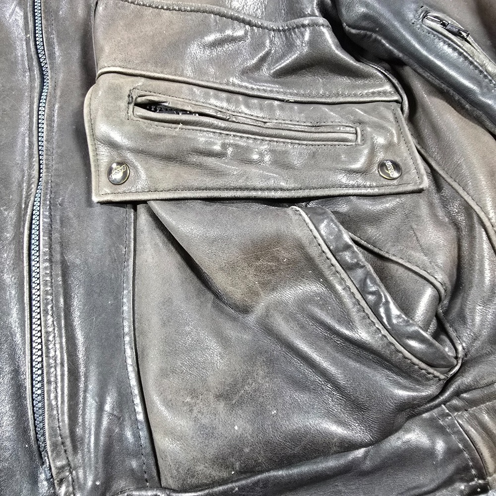 Vintage Brooks Motorcycle Jacket Mens 44 Brown Leather Full Zip Grunge USA Made - Picture 10 of 14